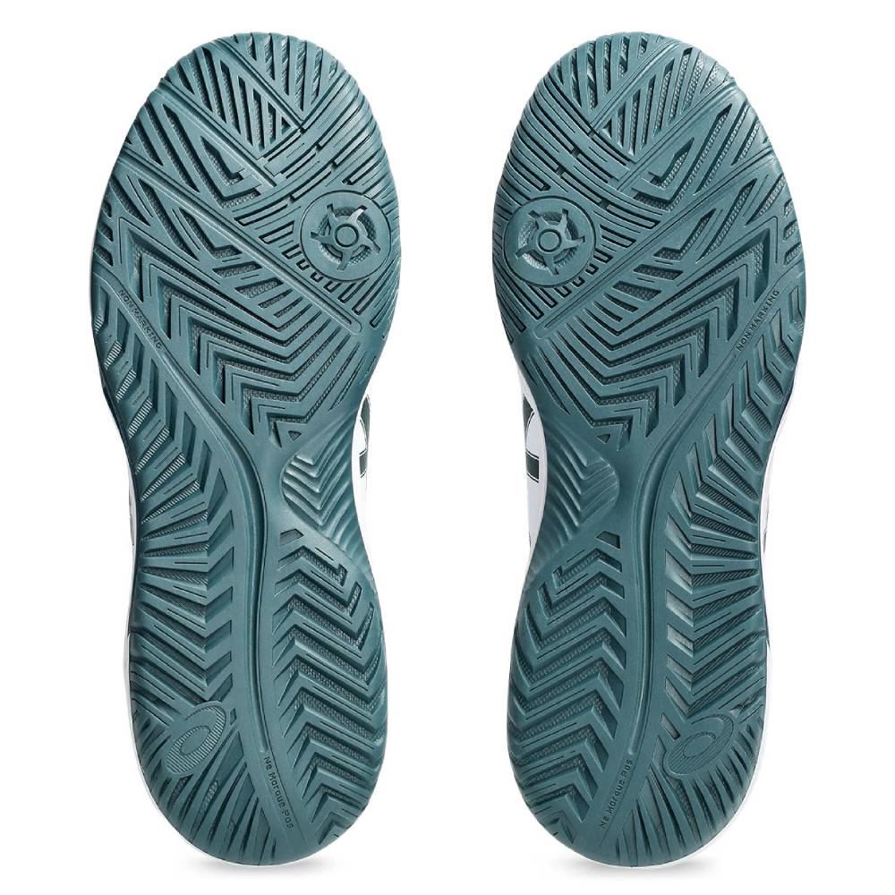 Asics Gel Dedicate 8 Wide Men's Tennis Shoe (White/Saxon Green) - RacquetGuys.ca