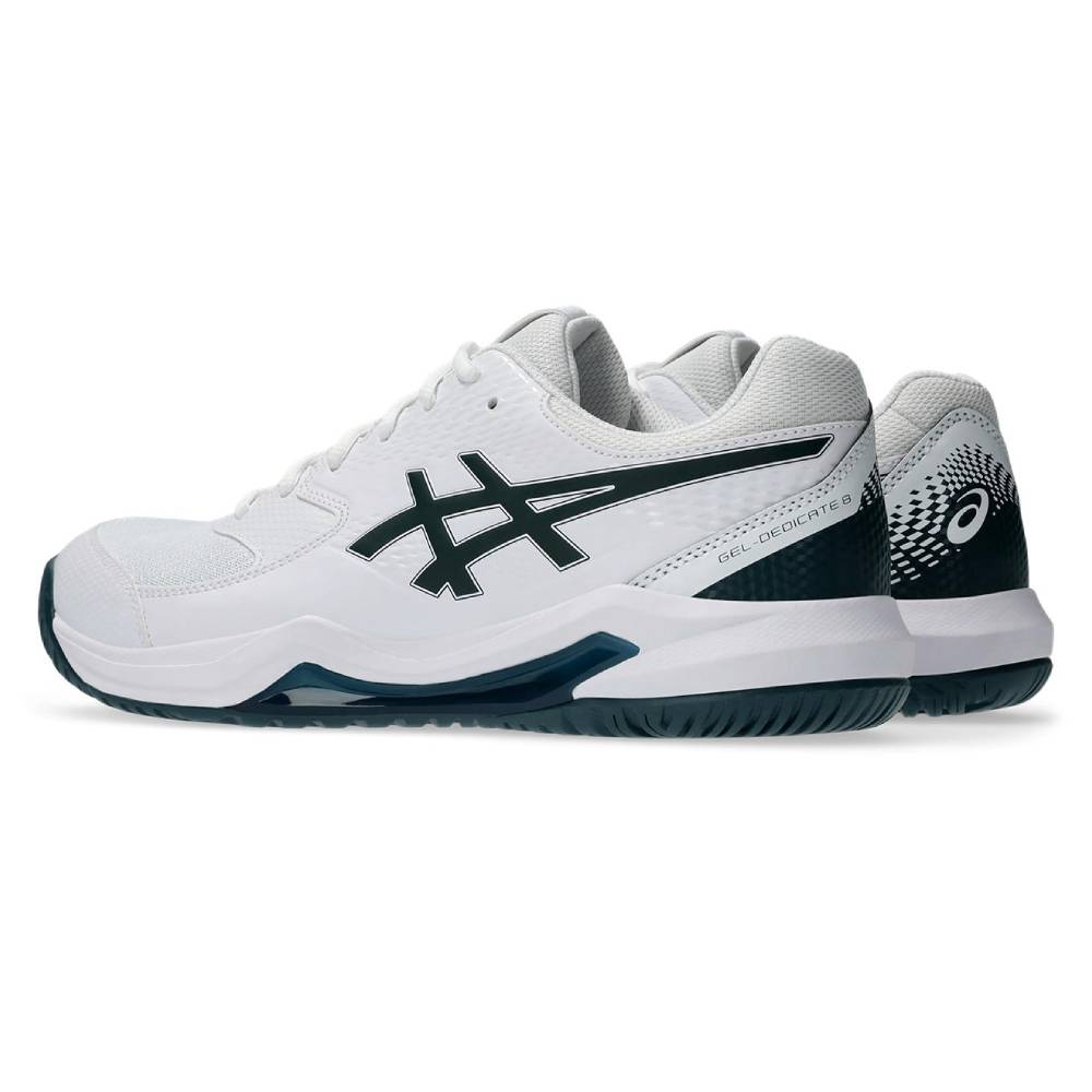 Asics Gel Dedicate 8 Wide Men's Tennis Shoe (White/Saxon Green) - RacquetGuys.ca