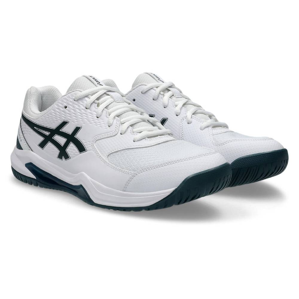 Asics Gel Dedicate 8 Wide Men's Tennis Shoe (White/Saxon Green) - RacquetGuys.ca