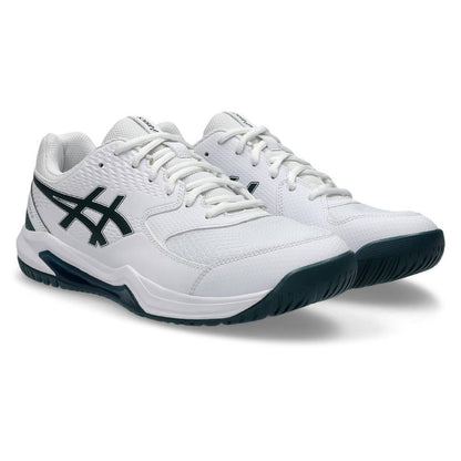 Asics Gel Dedicate 8 Wide Men's Tennis Shoe (White/Saxon Green) - RacquetGuys.ca