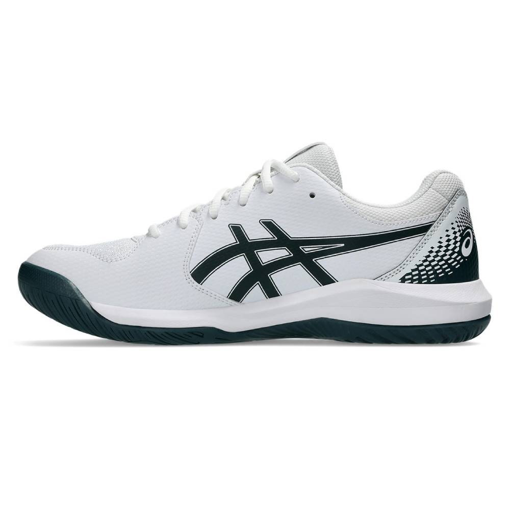 Asics Gel Dedicate 8 Wide Men's Tennis Shoe (White/Saxon Green) - RacquetGuys.ca