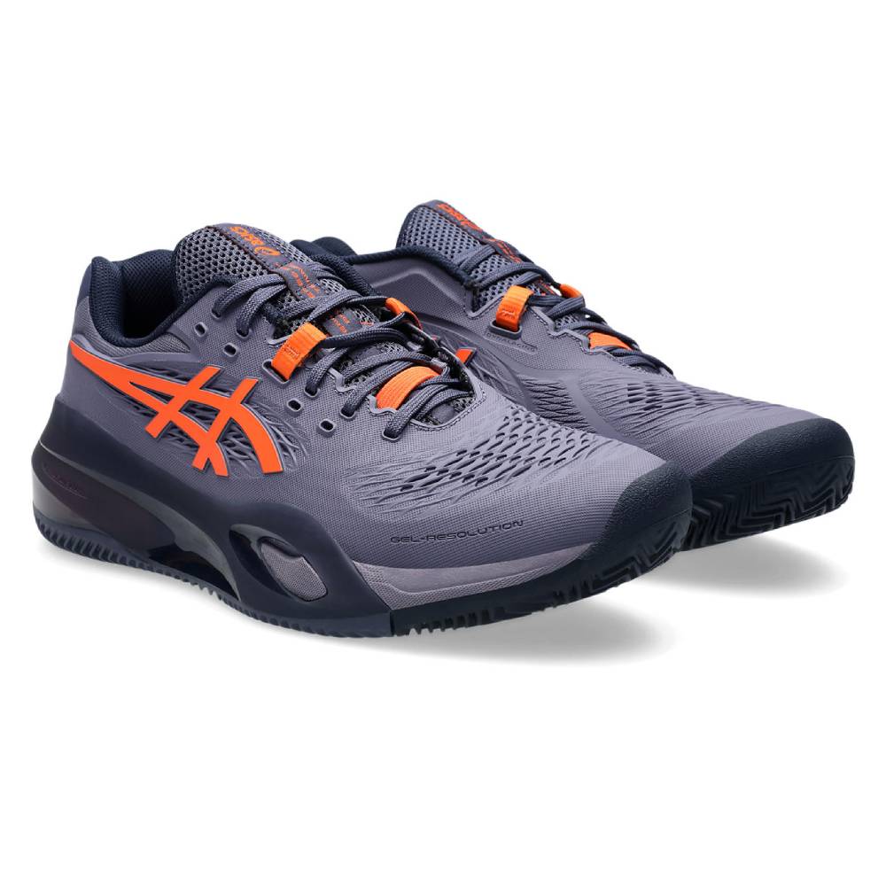 Asics Gel Resolution X Clay Men's Tennis Shoe (Greyish Purple/Nova Orange) - RacquetGuys.ca
