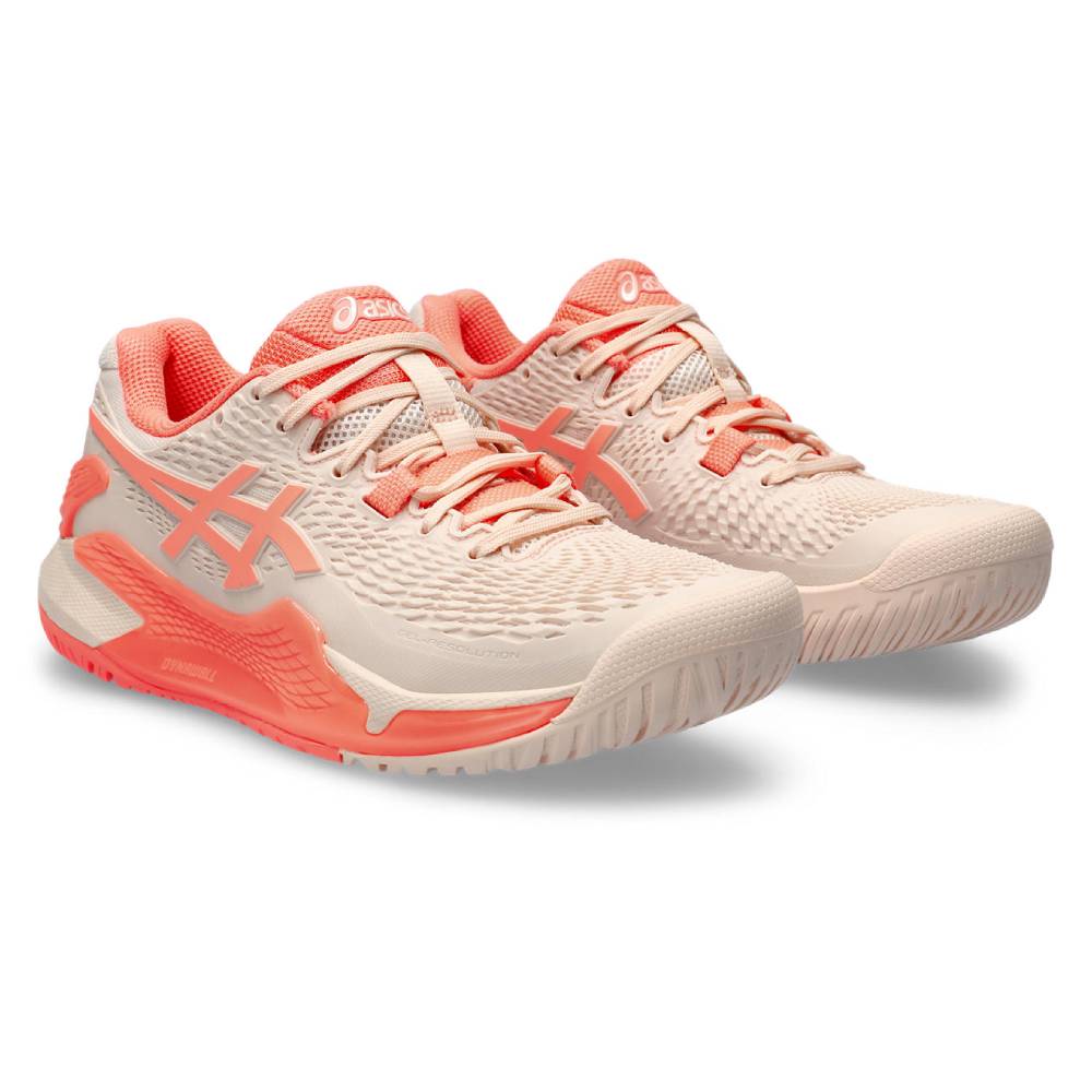 Asics Gel Resolution 9 Women's Tennis Shoe (Pink/Sun Coral) - RacquetGuys.ca
