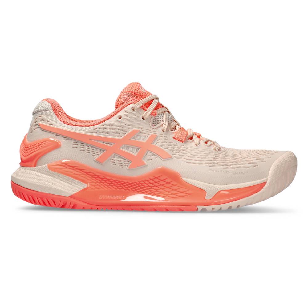 Asics Gel Resolution 9 Women's Tennis Shoe (Pink/Sun Coral) - RacquetGuys.ca