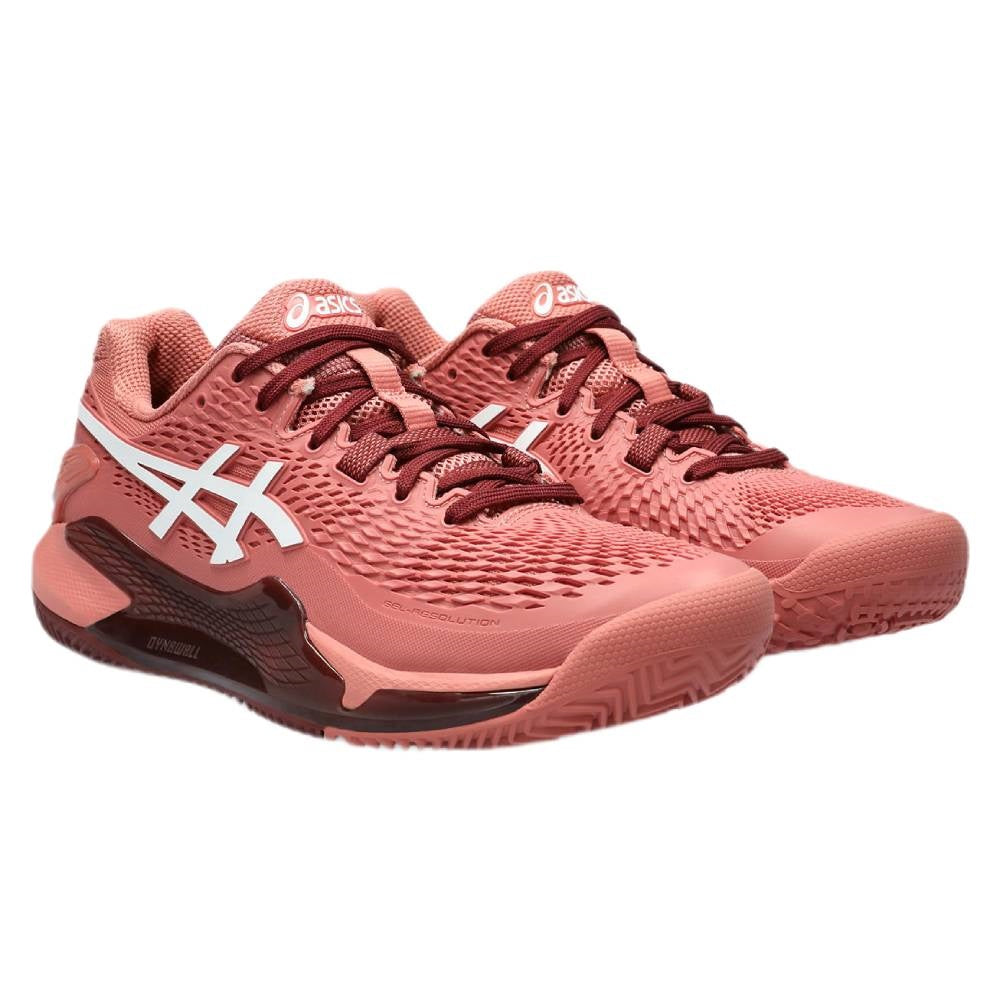 Asics Gel Resolution 9 Clay Women's Tennis Shoe (Pink/White) - RacquetGuys.ca