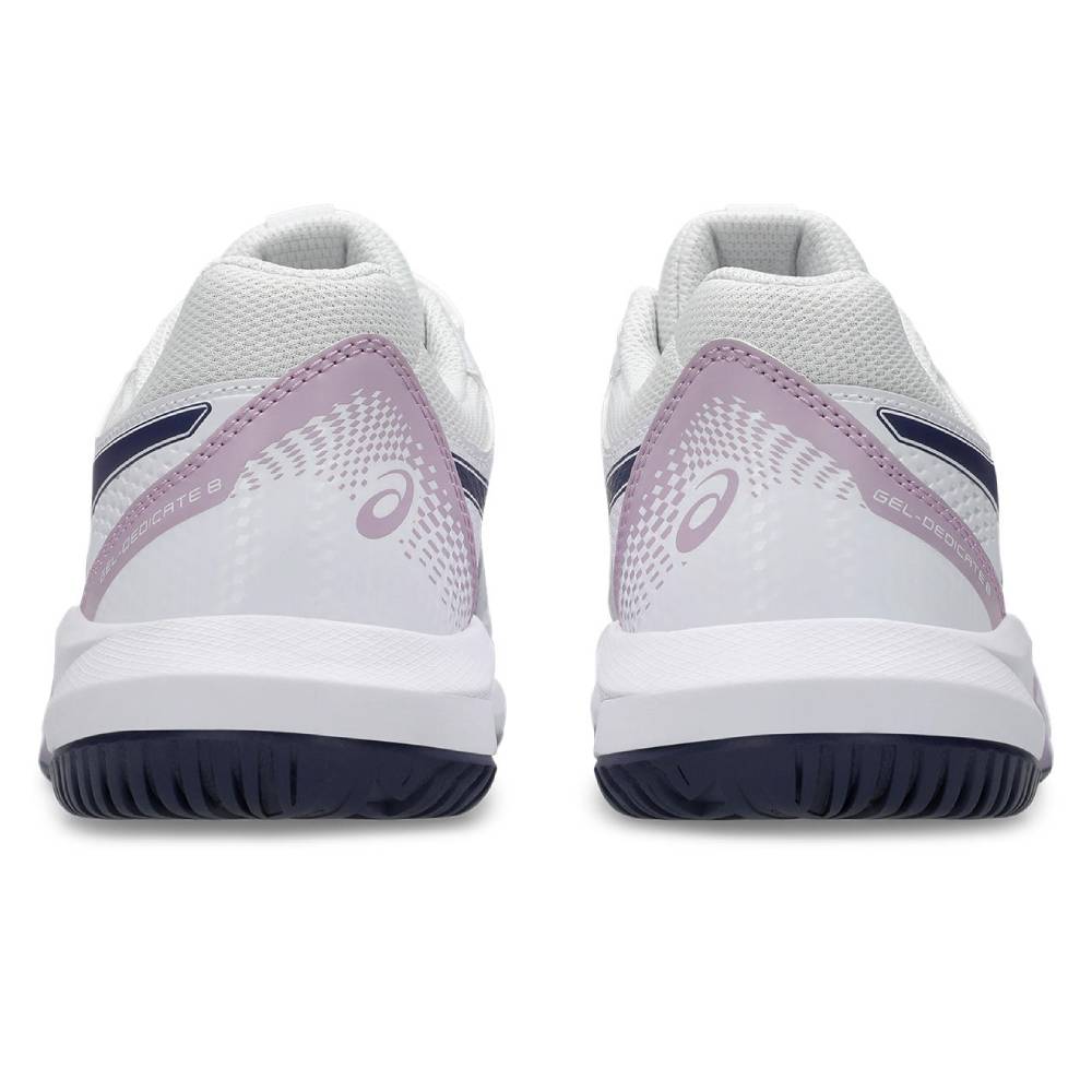 Asics Gel Dedicate 8 Wide Women's Tennis Shoe (White/Indigo Fog) - RacquetGuys.ca