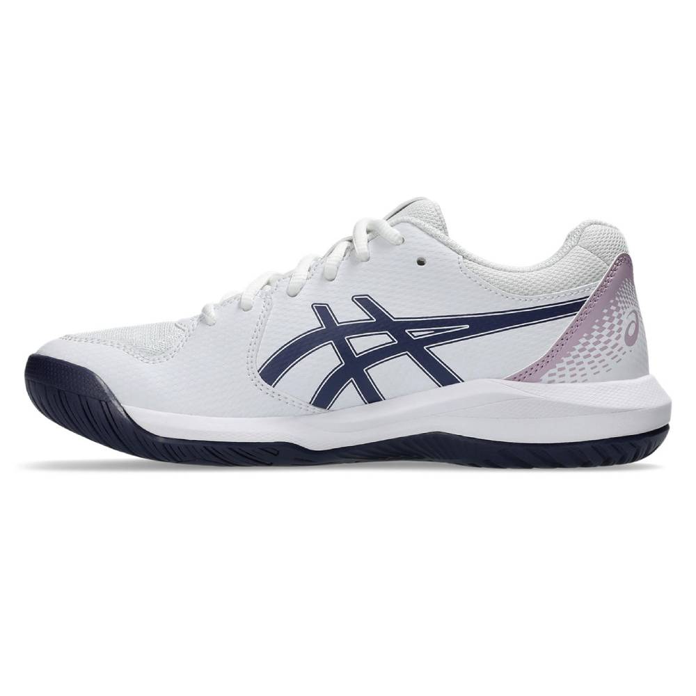 Asics Gel Dedicate 8 Wide Women's Tennis Shoe (White/Indigo Fog) - RacquetGuys.ca