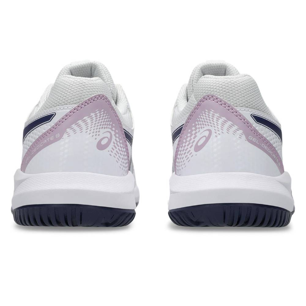 Asics Gel Dedicate 8 Women's Tennis Shoe (White/Indigo Fog) - RacquetGuys.ca