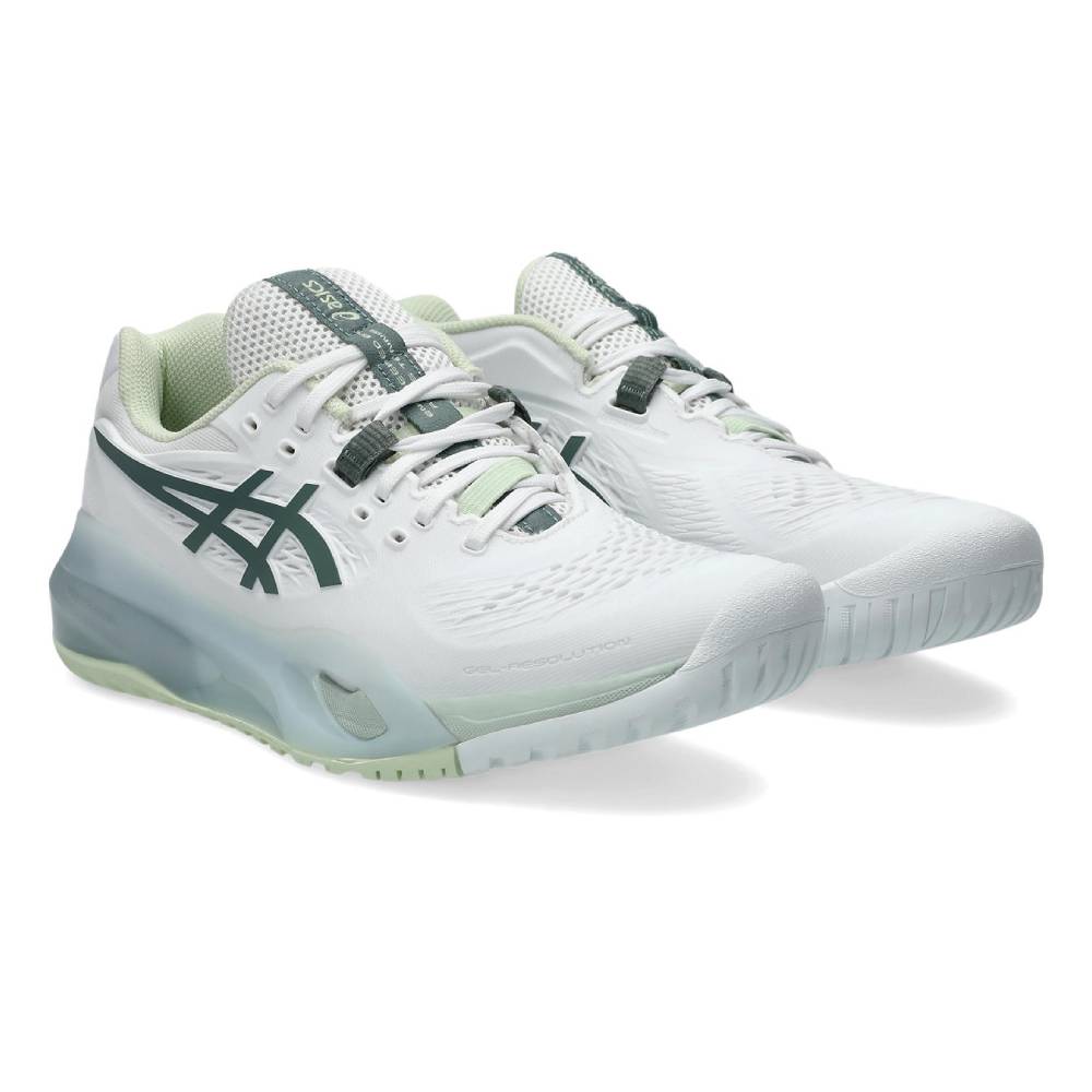 Asics Gel Resolution X Wide Women's Tennis Shoe (White/Monument Blue) - RacquetGuys.ca