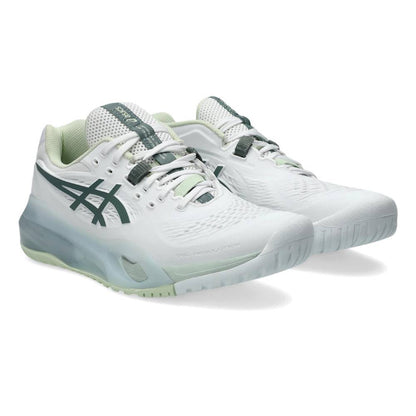 Asics Gel Resolution X Wide Women's Tennis Shoe (White/Monument Blue) - RacquetGuys.ca