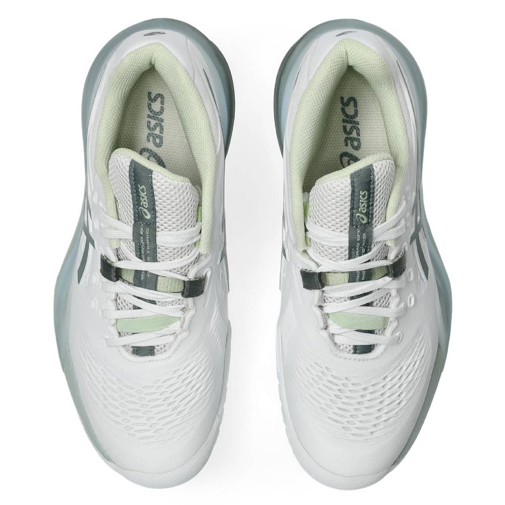 Asics Gel Resolution X Wide Women's Tennis Shoe (White/Monument Blue) - RacquetGuys.ca