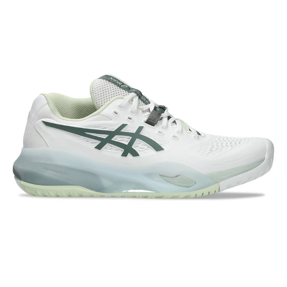 Asics Gel Resolution X Wide Women's Tennis Shoe (White/Monument Blue) - RacquetGuys.ca