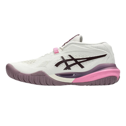 Asics Gel Resolution X Wide Women's Tennis Shoe (Soft Oat/Dark Aubergine) - RacquetGuys.ca