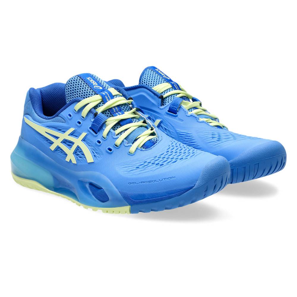 Asics Gel Resolution X Women's Tennis Shoe (Blue Coast/Huddle Yellow) - RacquetGuys.ca