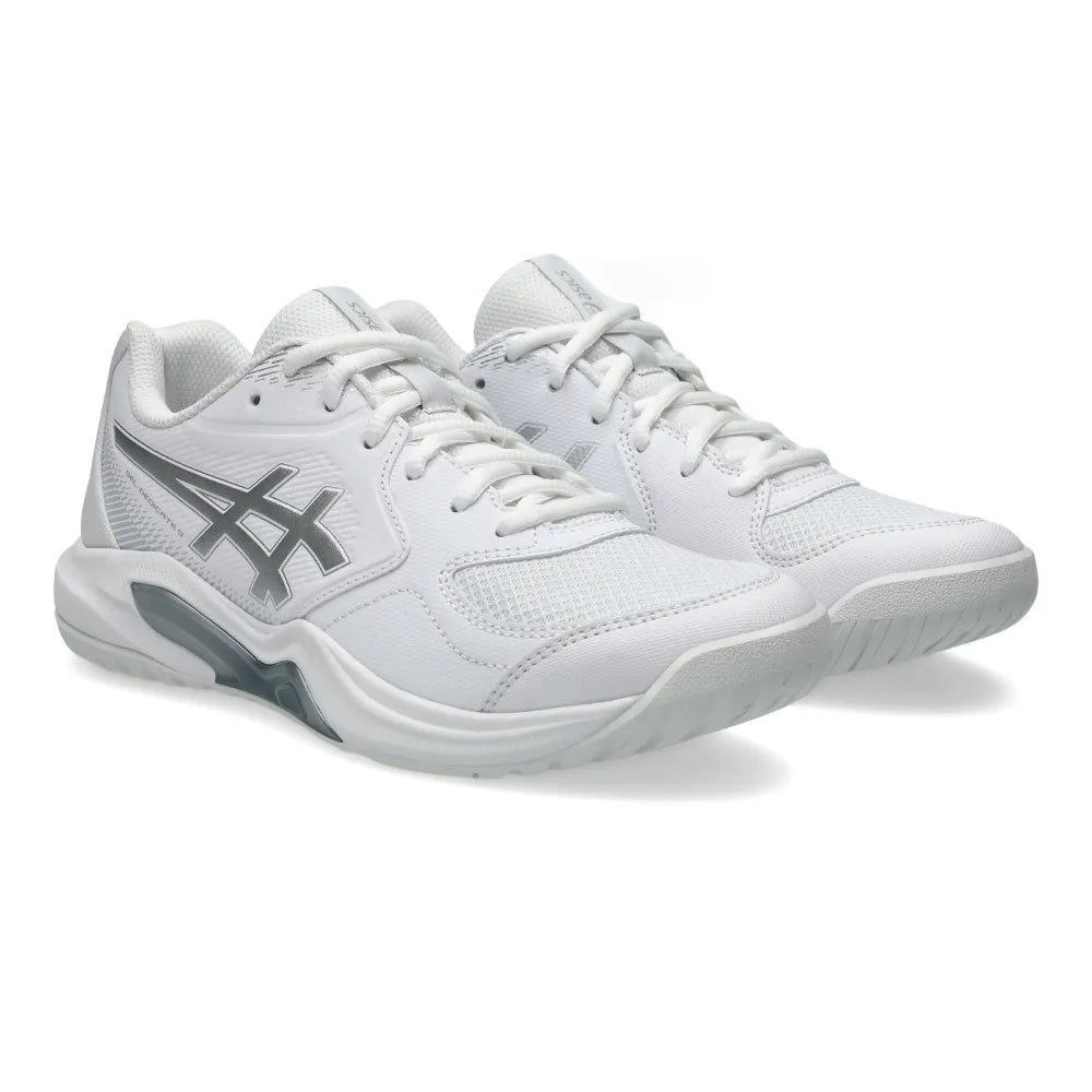 Asics Gel Dedicate 9 Wide Women's Tennis Shoe (White/Pure Silver) - RacquetGuys.ca