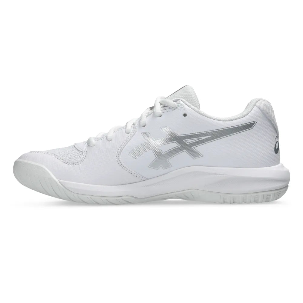 Asics Gel Dedicate 9 Wide Women's Tennis Shoe (White/Pure Silver) - RacquetGuys.ca