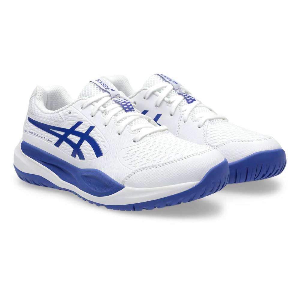 Asics Gel Resolution X  Junior Tennis Shoe (White/Dark Cobalt) - RacquetGuys.ca
