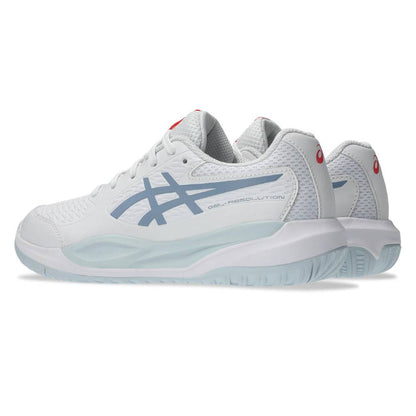 Asics Gel Resolution X GS Junior Tennis Shoe (White/Grey Blue) - RacquetGuys.ca
