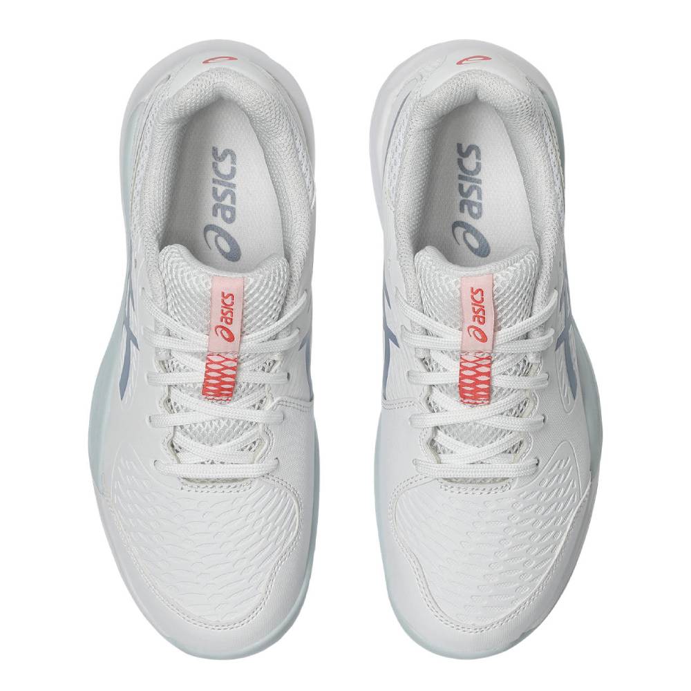 Asics Gel Resolution X GS Junior Tennis Shoe (White/Grey Blue) - RacquetGuys.ca