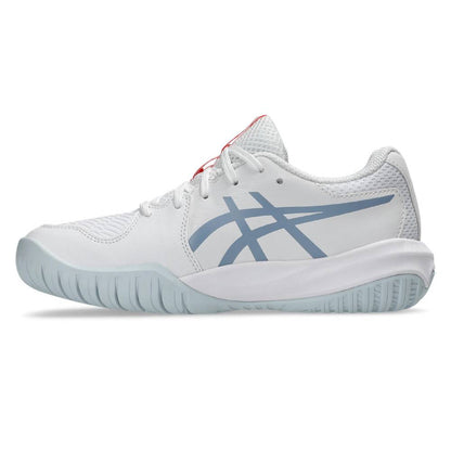 Asics Gel Resolution X GS Junior Tennis Shoe (White/Grey Blue) - RacquetGuys.ca