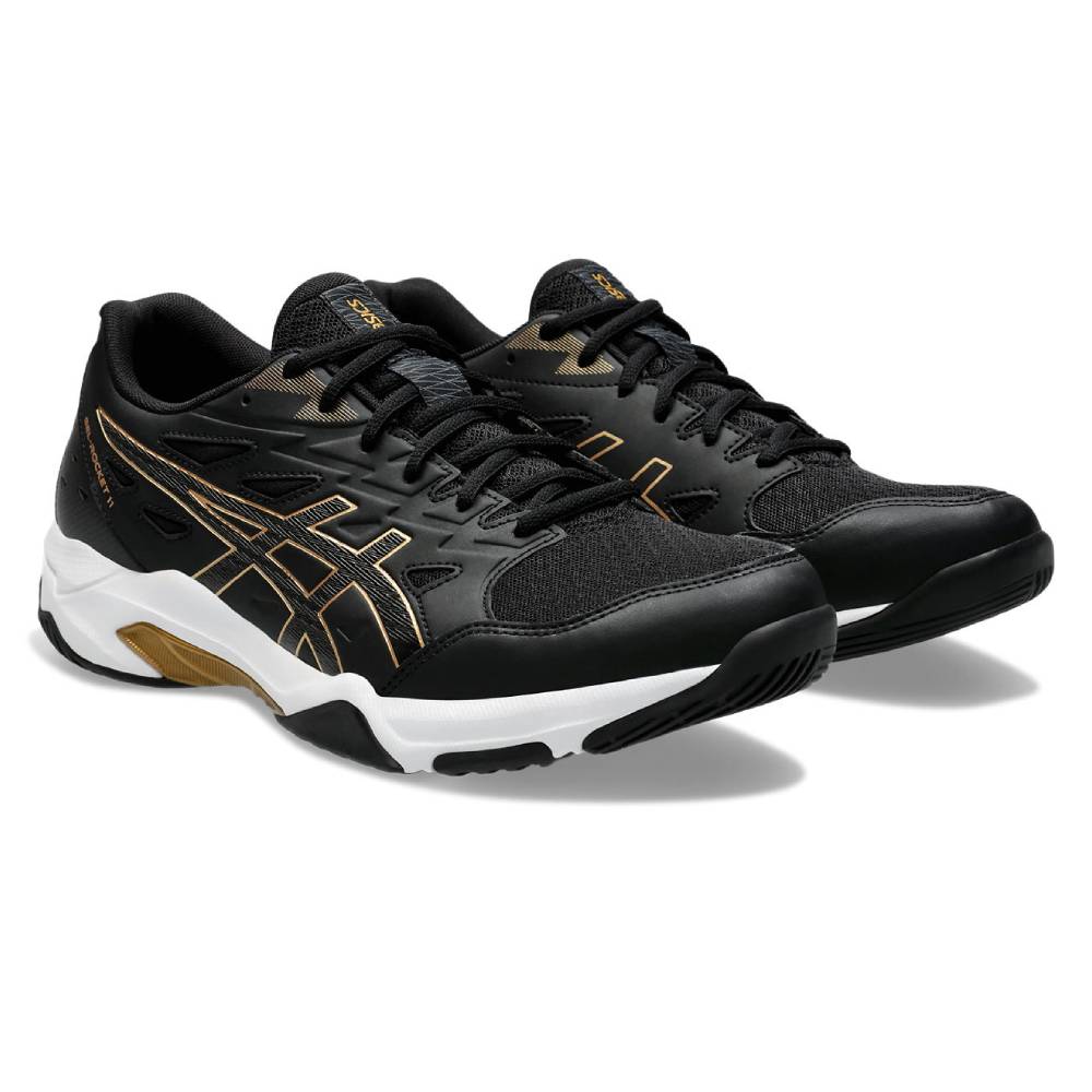 Asics Gel Rocket 11 Men's Indoor Court Shoe (Black/Pure Gold) - RacquetGuys.ca