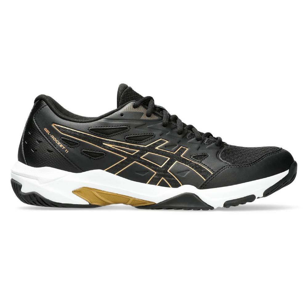 Asics Gel Rocket 11 Men's Indoor Court Shoe (Black/Pure Gold) - RacquetGuys.ca