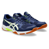 Asics Gel Rocket 11 Men's Indoor Court Shoe (Blue Expanse/Safety Yellow) - RacquetGuys.ca