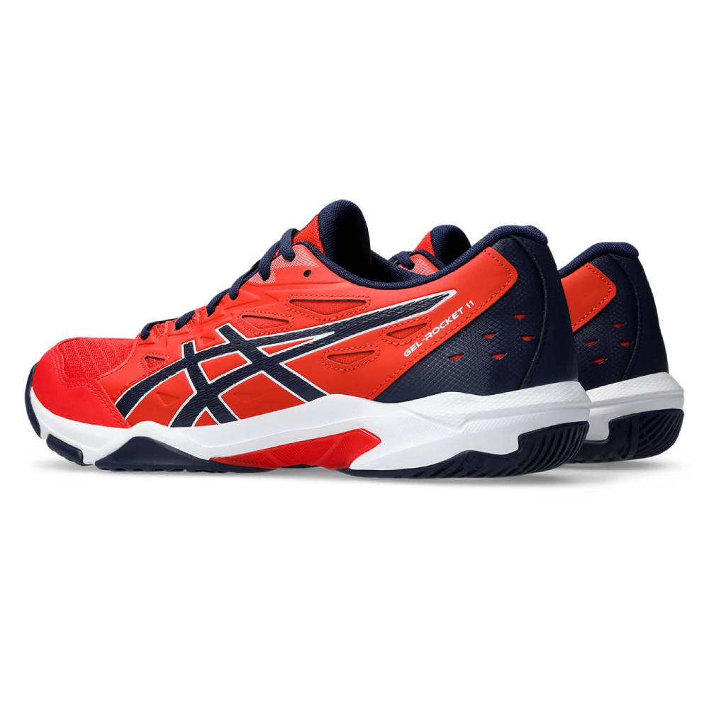 Asics Gel Rocket 11 Men's Indoor Court Shoe (Fiery Red/Peacoat) - RacquetGuys.ca