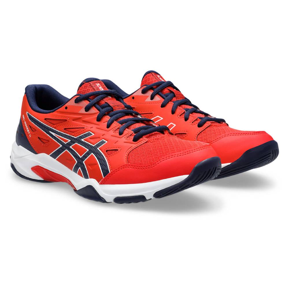 Asics Gel Rocket 11 Men's Indoor Court Shoe (Fiery Red/Peacoat) - RacquetGuys.ca