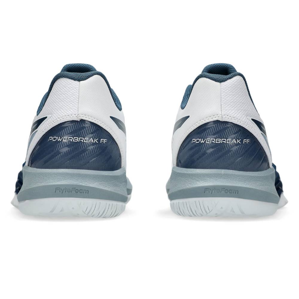 Asics Powerbreak FF Men's Indoor Court Shoe (White/Vintage Indigo) - RacquetGuys.ca