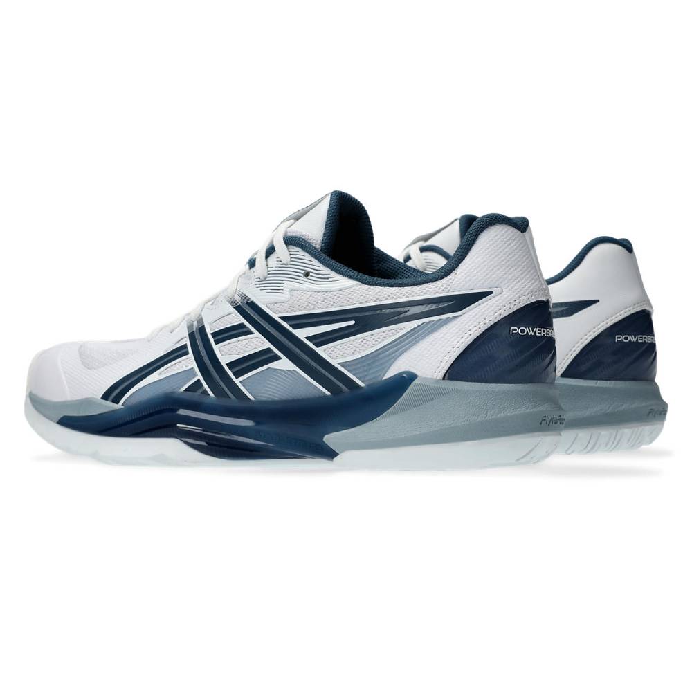 Asics Powerbreak FF Men's Indoor Court Shoe (White/Vintage Indigo) - RacquetGuys.ca