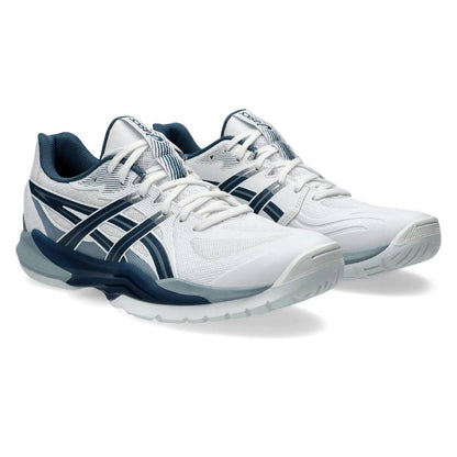 Asics Powerbreak FF Men's Indoor Court Shoe (White/Vintage Indigo) - RacquetGuys.ca