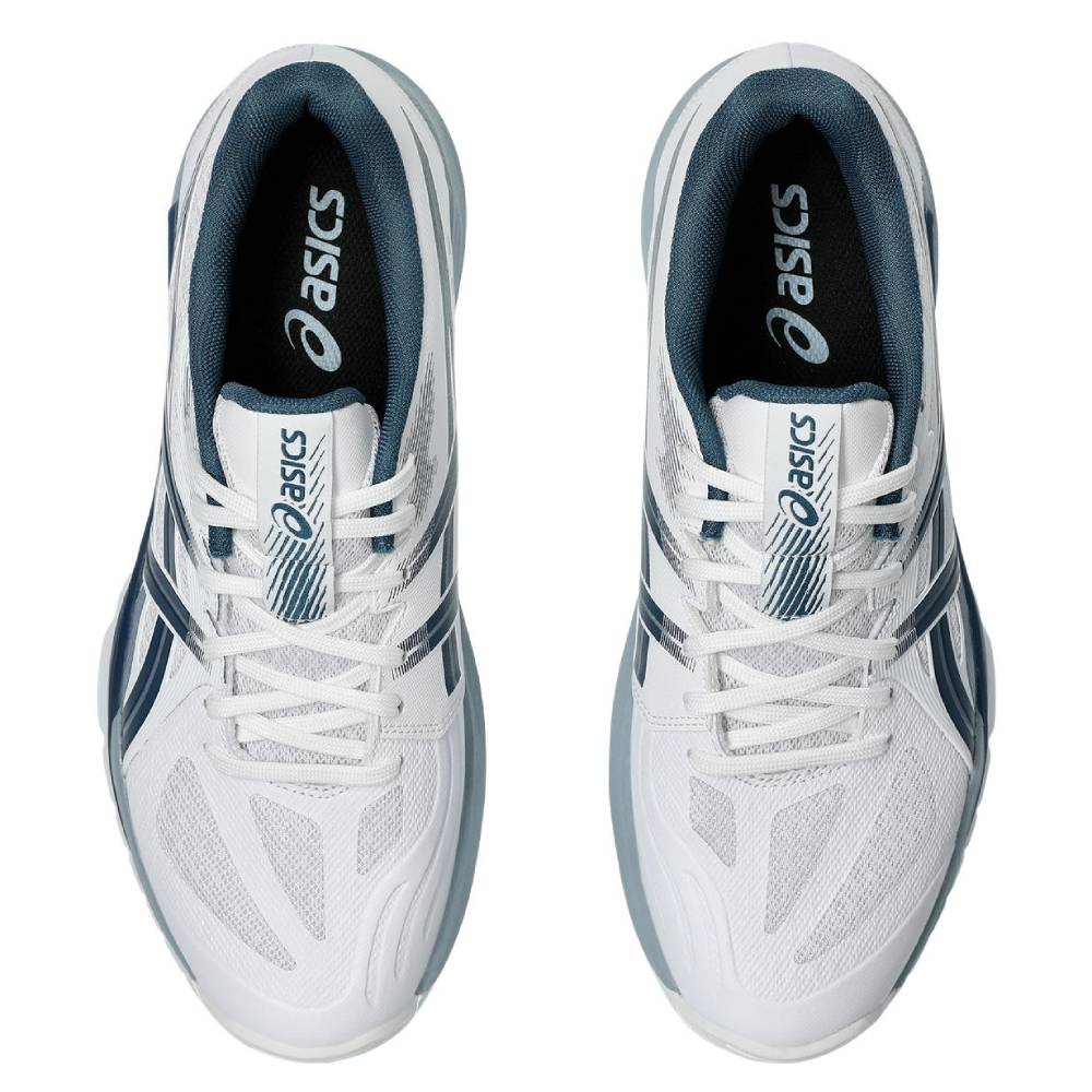 Asics Powerbreak FF Men's Indoor Court Shoe (White/Vintage Indigo) - RacquetGuys.ca