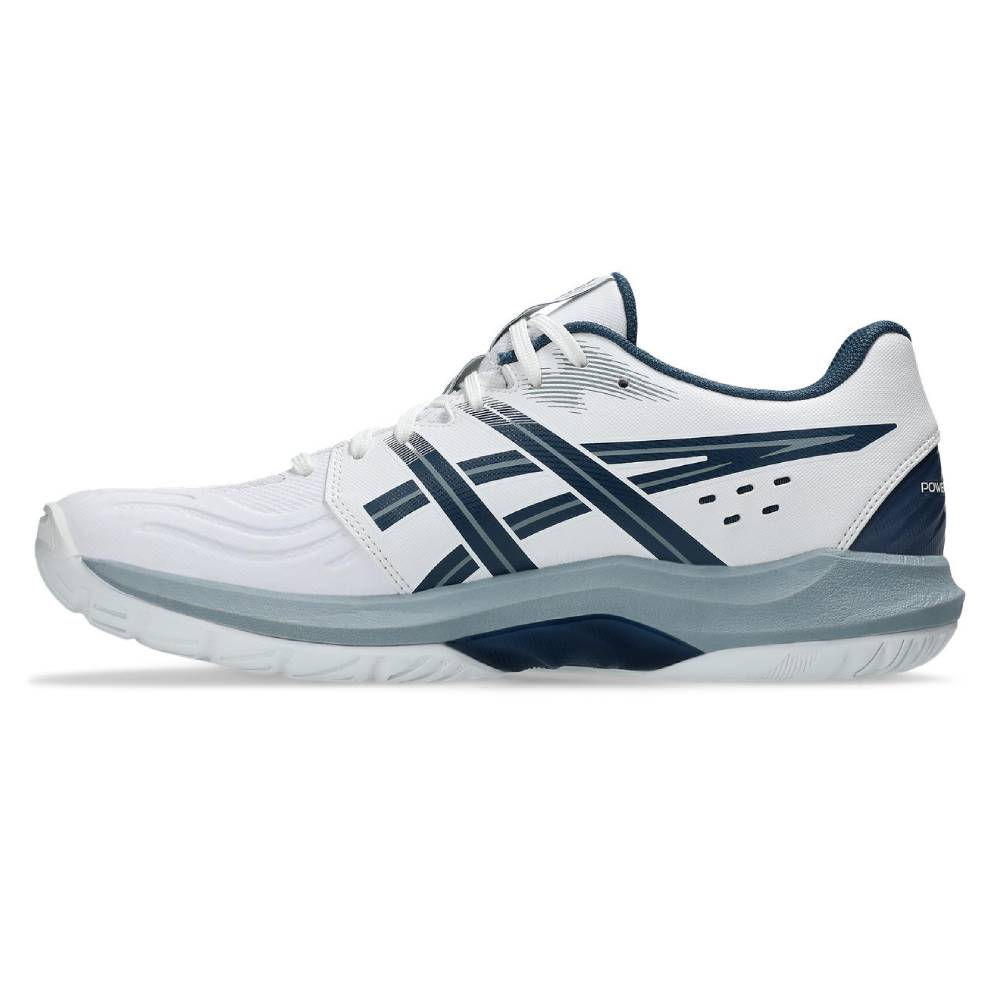 Asics Powerbreak FF Men's Indoor Court Shoe (White/Vintage Indigo) - RacquetGuys.ca