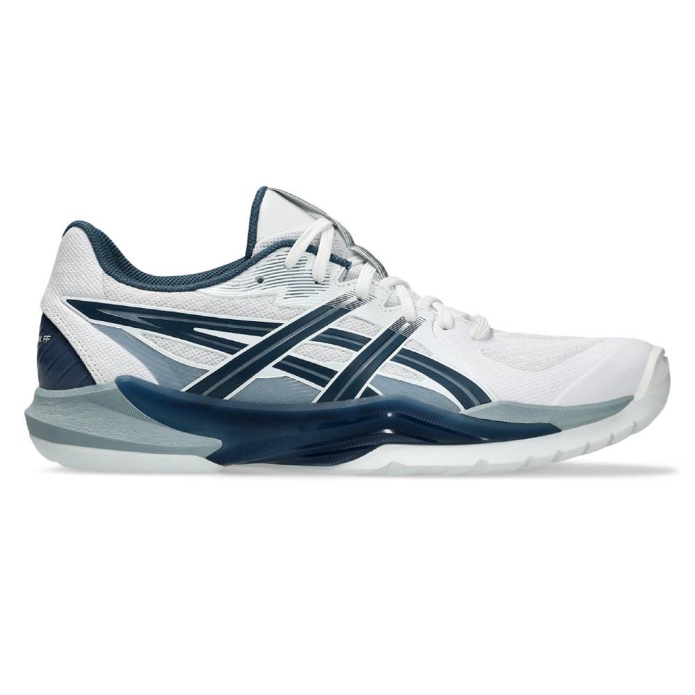 Asics Powerbreak FF Men's Indoor Court Shoe (White/Vintage Indigo) - RacquetGuys.ca