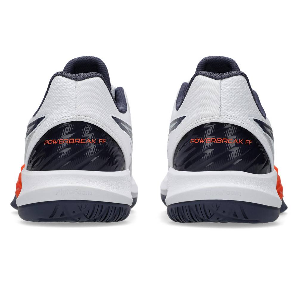Asics Powerbreak FF Men's Indoor Court Shoe (White/Nova Orange) - RacquetGuys.ca