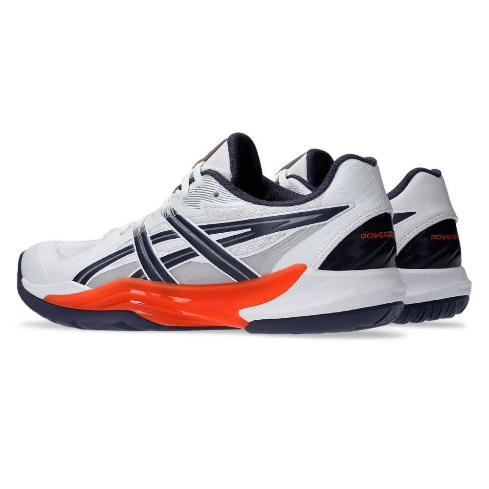 Asics Powerbreak FF Men's Indoor Court Shoe (White/Nova Orange) - RacquetGuys.ca
