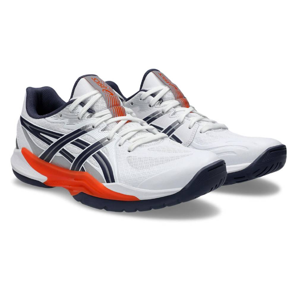 Asics Powerbreak FF Men's Indoor Court Shoe (White/Nova Orange) - RacquetGuys.ca