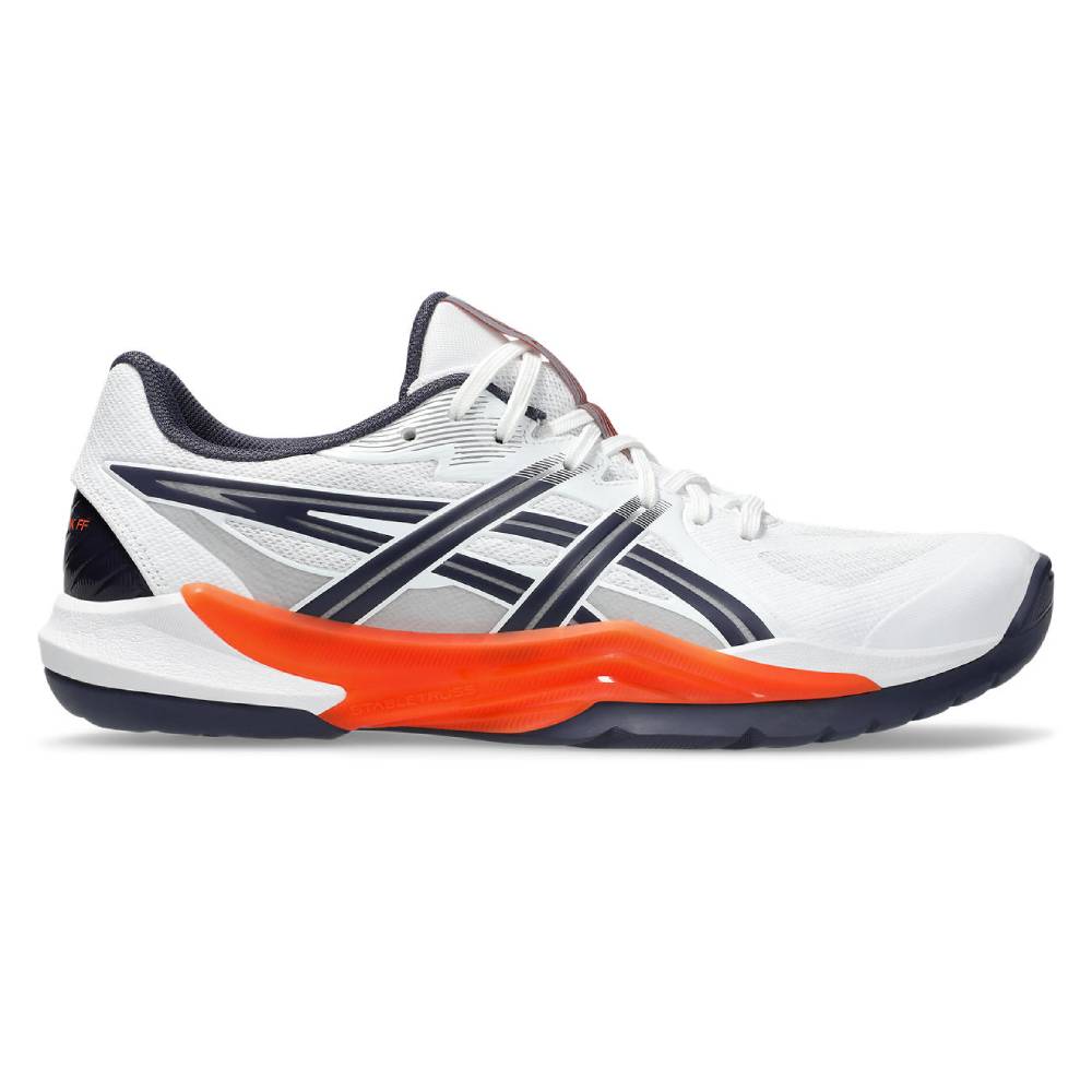 Asics Powerbreak FF Men's Indoor Court Shoe (White/Nova Orange) - RacquetGuys.ca