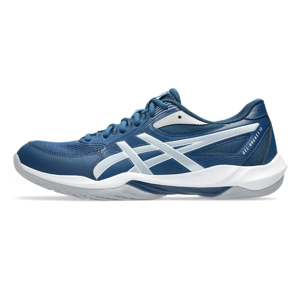 Asics Gel Rocket 12 Men's Indoor Court Shoe (Mako Blue/Piedmont Grey) - RacquetGuys.ca