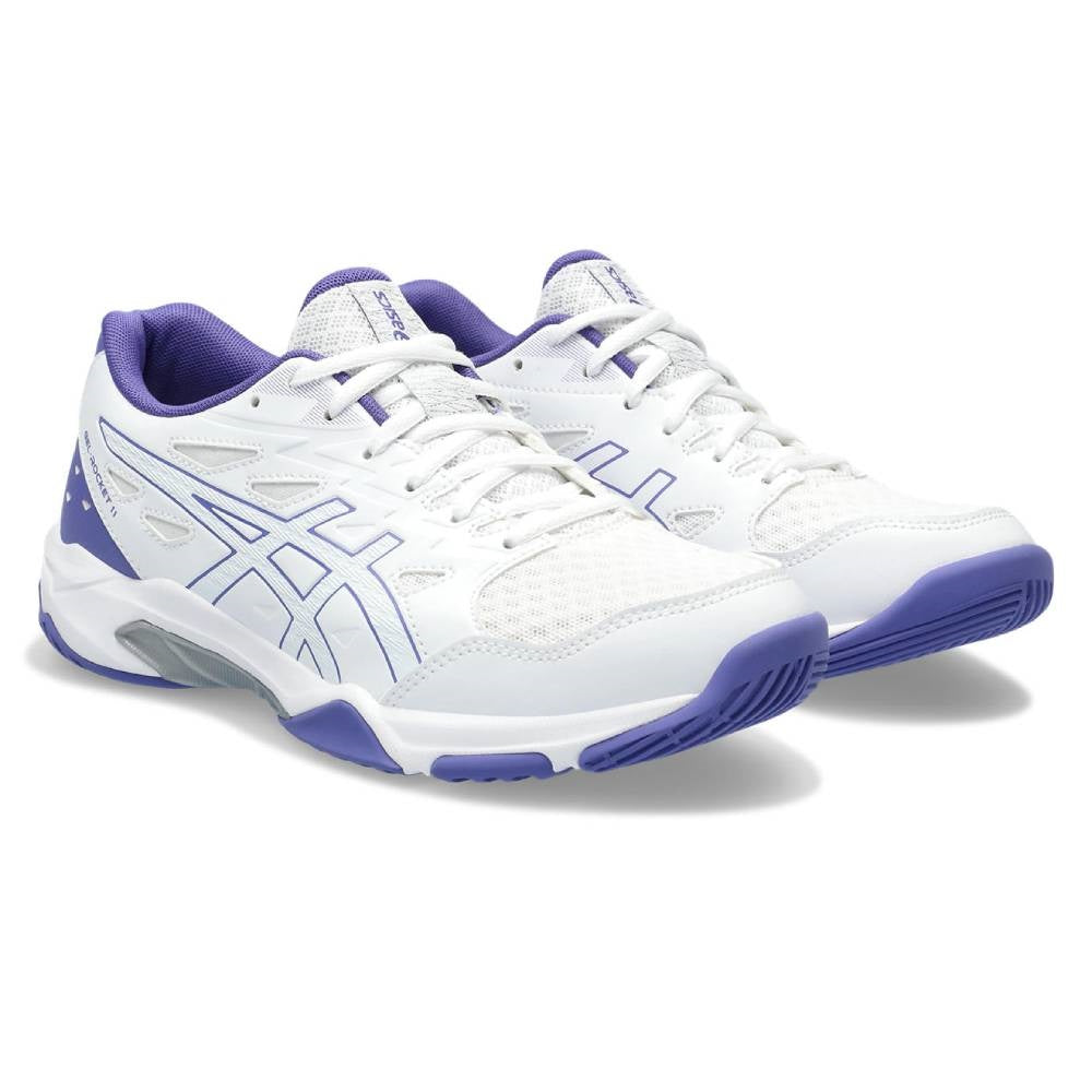 Asics Gel Rocket 11 Women's Indoor Court Shoe (White/Purple) - RacquetGuys.ca