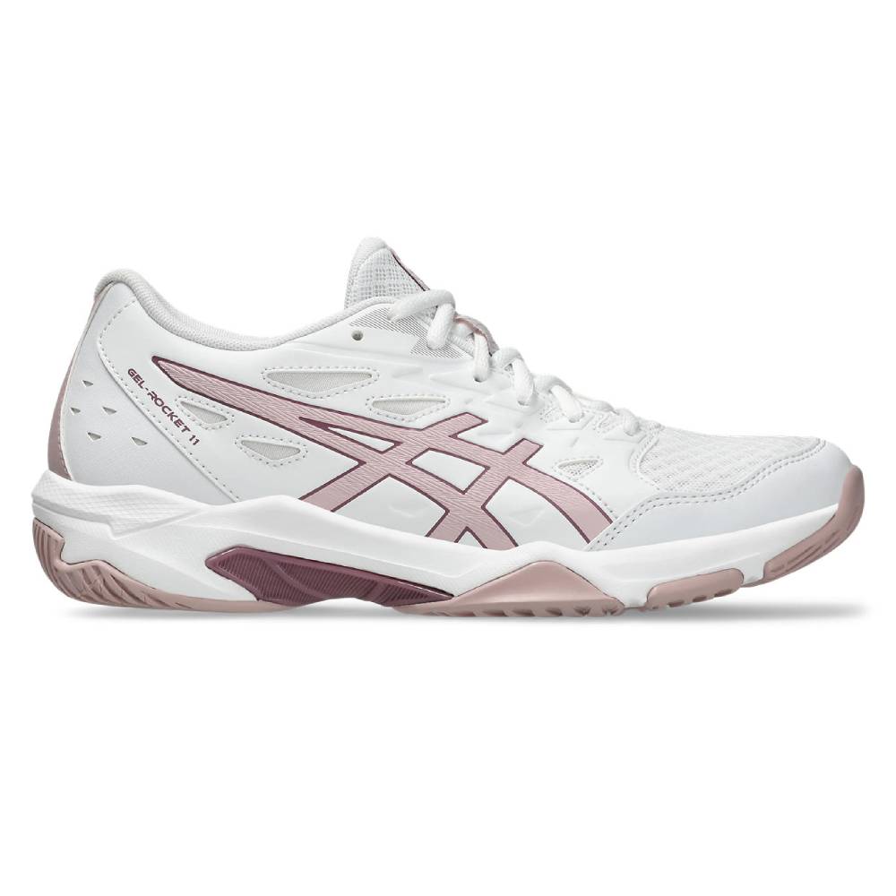 Asics Gel Rocket 11 Women's Indoor Court Shoe (White/Watershed Rose) - RacquetGuys.ca