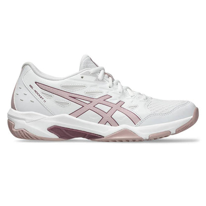 Asics Gel Rocket 11 Women's Indoor Court Shoe (White/Watershed Rose) - RacquetGuys.ca