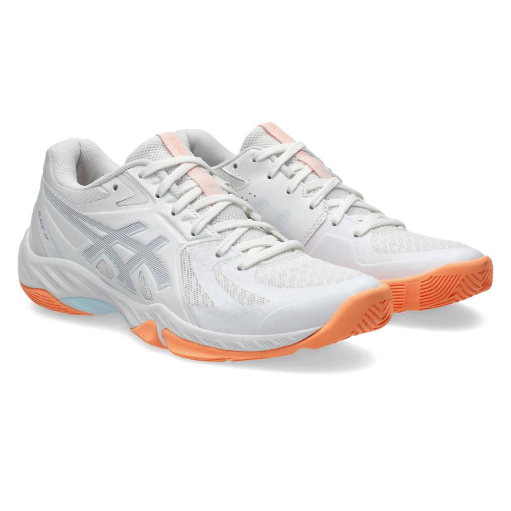 Asics Gel Blade FF Women's Indoor Court Shoe (White/Grey Blue) - RacquetGuys.ca