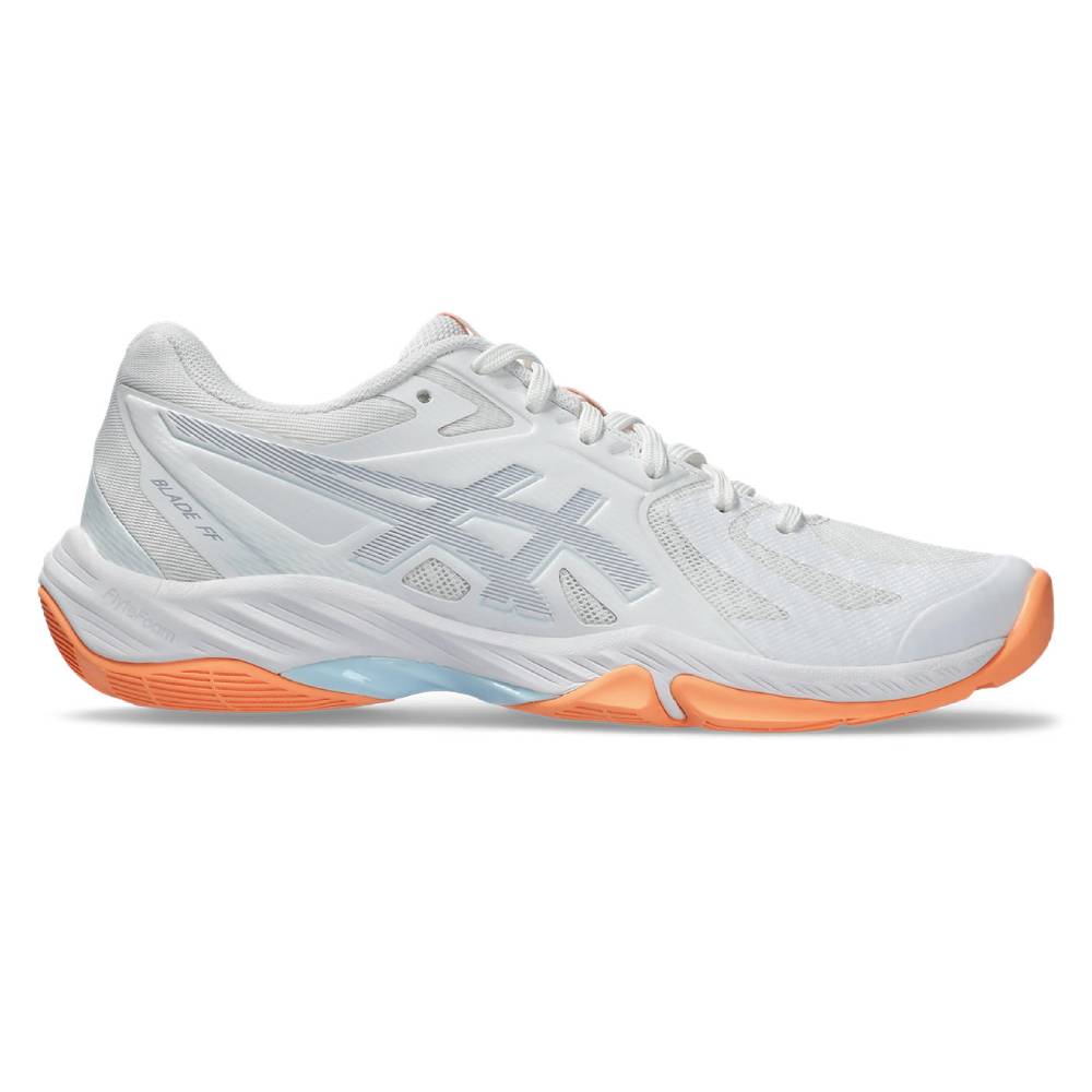 Asics Gel Blade FF Women's Indoor Court Shoe (White/Grey Blue) - RacquetGuys.ca