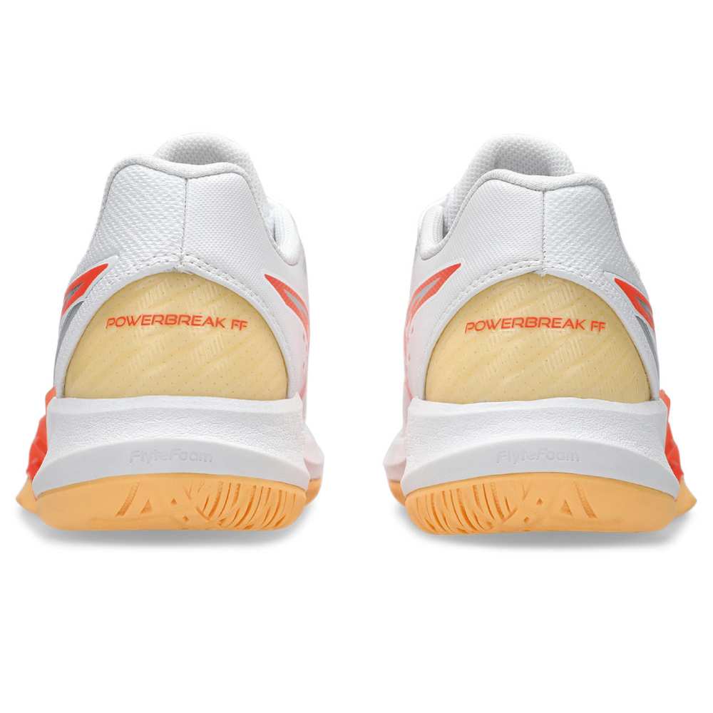 Asics Powerbreak FF Women's Indoor Court Shoe (White/Vivid Coral) - RacquetGuys.ca