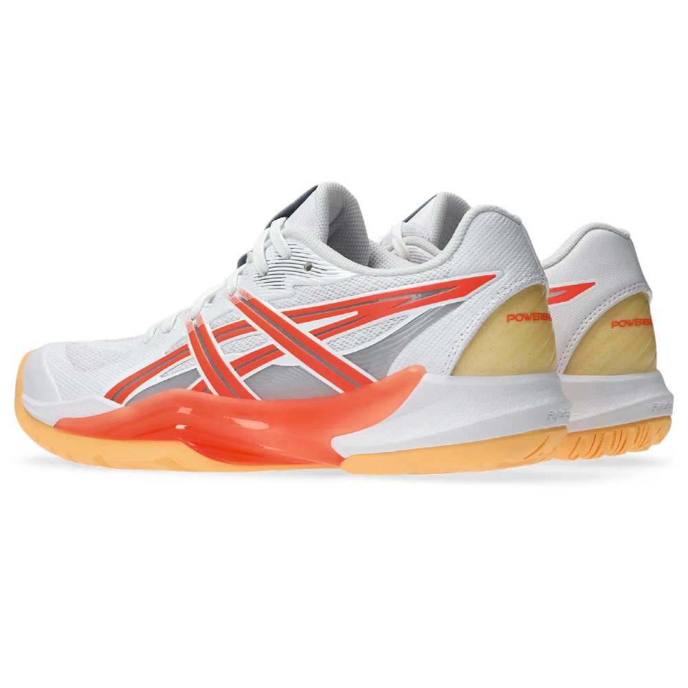 Asics Powerbreak FF Women's Indoor Court Shoe (White/Vivid Coral) - RacquetGuys.ca