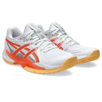 Asics Powerbreak FF Women's Indoor Court Shoe (White/Vivid Coral) - RacquetGuys.ca