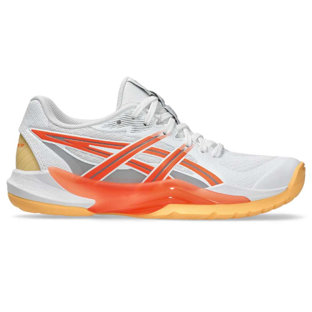 Asics Powerbreak FF Women's Indoor Court Shoe (White/Vivid Coral) - RacquetGuys.ca