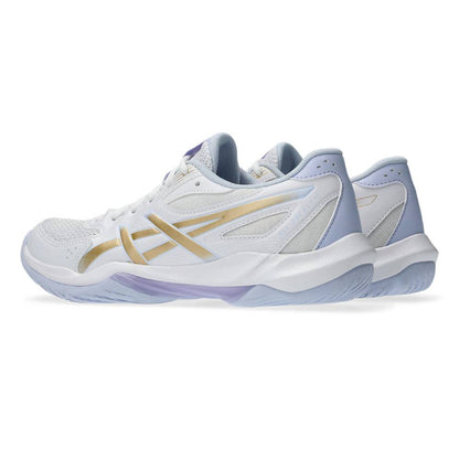 Asics Gel Rocket 12 Women's Indoor Court Shoe (White/Champagne) - RacquetGuys.ca